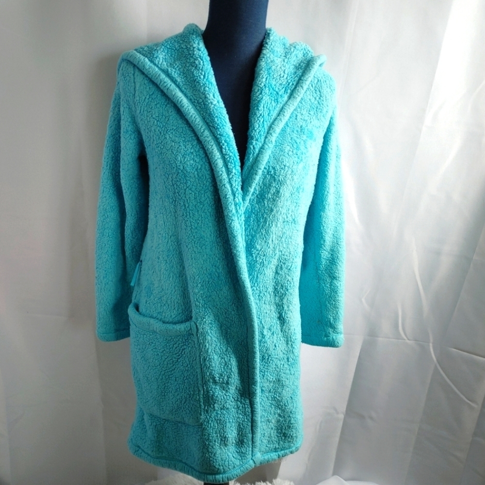 Jennifer Moore Turquoise Blue Fleece Lounge Robe